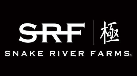 Snake River Farms logo with 'SRF' and Chinese characters on a black background