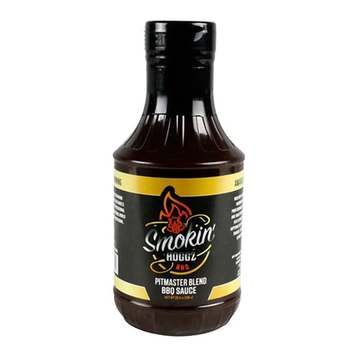 Bottle of Smokin' Hoggz BBQ sauce on a white background