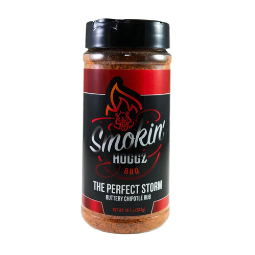 Jar of Smokin' Hoggz BBQ rub on a white background